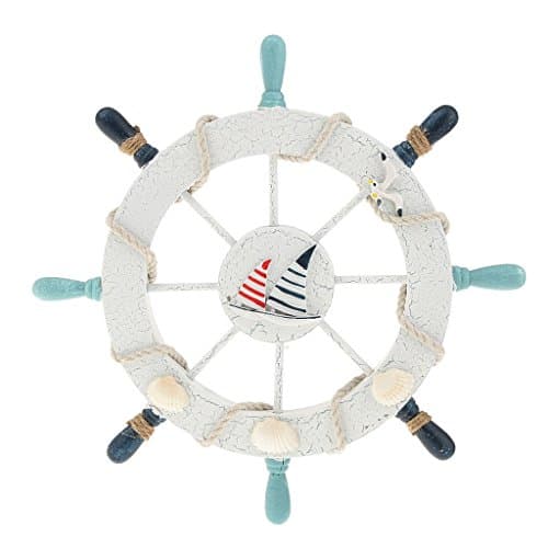 EOYHDSIA 1pc Nautical Wooden Ship Steering Wheel Wall Hanging Decor (Boat)