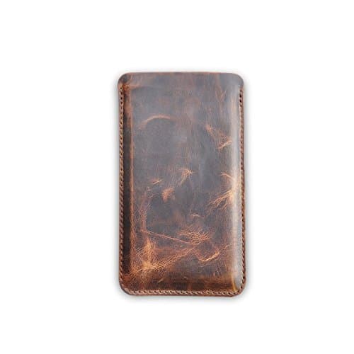 ANTIQUE BROWN IPHONE 5S, 6, 6S, 7 OR 6 PLUS, 6S PLUS, 7 PLUS, 8, 8 PLUS, X, 10 LEATHER AND WOOL FELT PHONE CASE