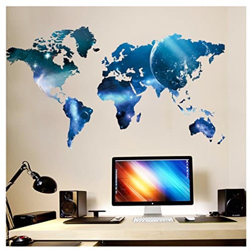 Zhide Planet Lollipop World Map Pattern Removable Wall Stickers Home Decal Room Decoration