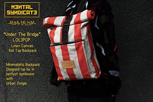 Canvas Roll Top Backpack "Under The Bridge" Lolipop Roll Top Rucksack Canvas Backpack Urban Backpack