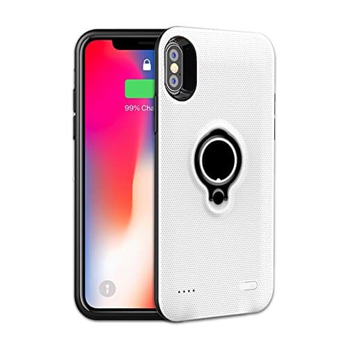 iPhone X Battery Case,feeleye 5000mAh Rechargeable Charger Case Extended Protective Portable Backup Charger Case Charging Case for iPhone X /10 (5.8 inch)Lightning Cable Input Mode with Sync (White)