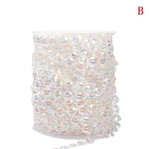 Say Hello Acrylic Plastic Crystal Clear Iridescent Beads String for Wedding Chandelier Curtains for Decoration, 99 FT/30 Meters (Iridescent)