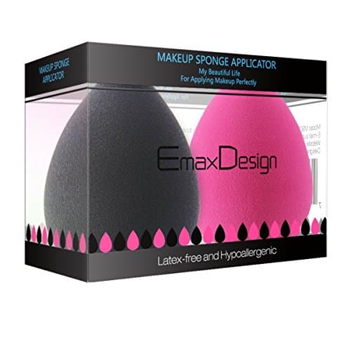 EmaxDesign 2 Piece Makeup Blender Sponge Set, Foundation Blending Blush Concealer Eye Face Powder Cream Cosmetics Makeup Sponges. latex free, non-allergenic and odour free.