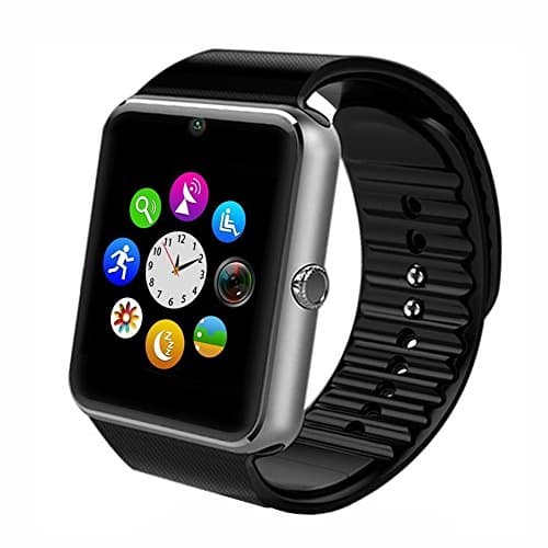 CXYP Touch-Screen Bluetooth Smart Watch with Camera SIM Card / TF Card Slot,NFC,Music Player,Call/SMS/Twiter/Facebook Bluetooth Push,Fitness Wristwatch for iPhone Samsung Huawei Android Phones (Silver)