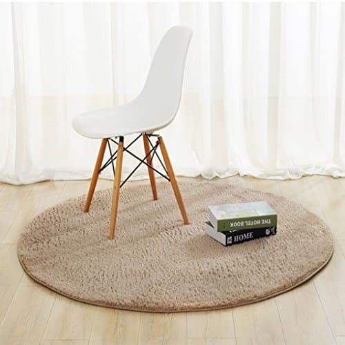 YLMD Simple Round solid color Carpet, Home Solid Color Computer Chair Floor Mat, Coffee Table Bedroom Living Room Bedside Blanket , Sofa Yoga Mat Carpet ( Color : Beige )
