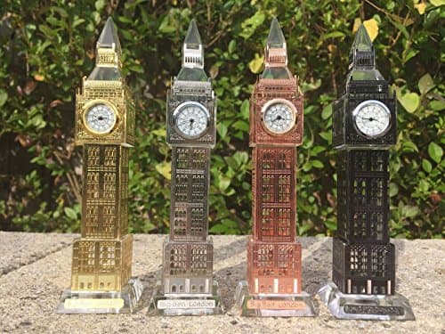 Crystal Class Big Ben Clock With Changing Lights - British London Souvenir - Various Colours Available (Large, Silver)