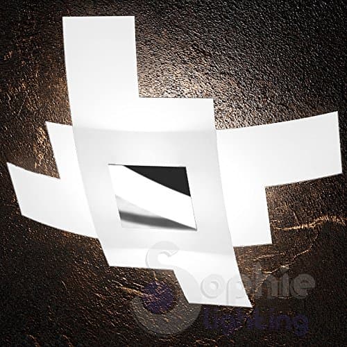 Ceiling light ceiling lamp 55 x 55 Modern Design Elegant Minimal 2 Cross Overlapping Glass Steel Chrome Living Room Bed Bath Tetri 55 CR Sophie Lighting