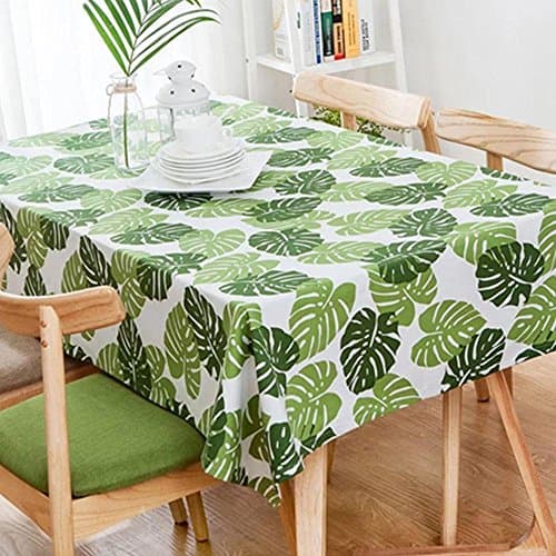Tablecloth Big Leaves Cotton Thicker Tablecloth Home Table Coffee Table Cloth Cover Towel Flax , green , 140*250cm