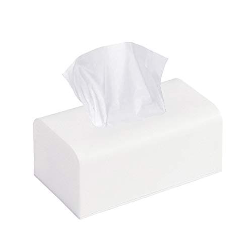 Evealyn Tissue Box Cover Holder with Bottom, Long Rectangular Facial Decorative Tissues Paper Napkin Holder for Home Bathroom Bedroom Desk Dining or Car Office Dressing Table(Off-White)