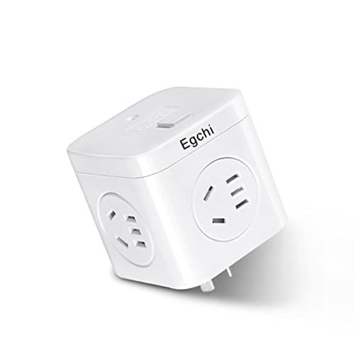Egchi Multifunction Socket,2 Outlet Grounded Travel Plug Adapter Type I for Argentina, China, Australia, New Zealand - CE Certified