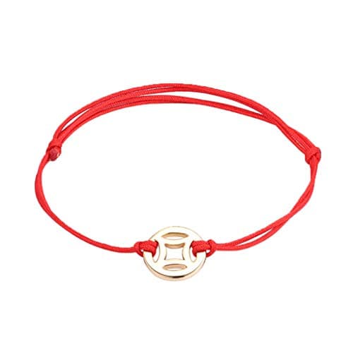 Dashun Red String Bracelet Adjustable Rope Ancient Coins Decor Unisex