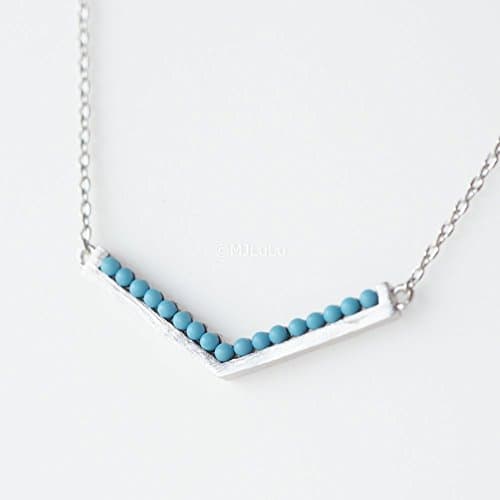 Minimal Chevron Simulated Turquoise Necklace
