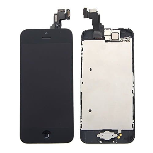 Nasin Touch Screen for iPhone 5C+ LCD Display & LCD Shield Plate + Spares Parts (Front Camera + Home Button + Earpiece Speaker) with iPhone 5C (Black)
