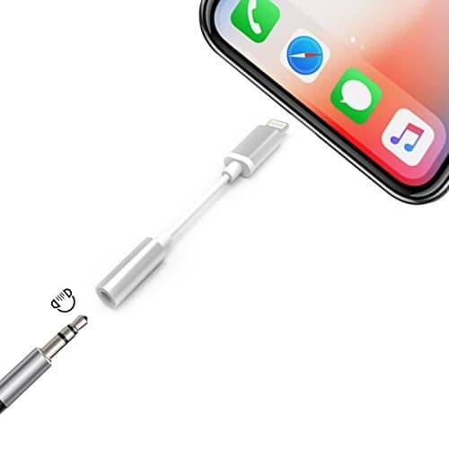 Headphone Adapter for iPhone X 8/8 Plus 7, Akloh Lightning to 3.5mm Female AUX Audio Earphonen Connector Splitter Compatible with all iOS versions also with 10.3 or later (silver)