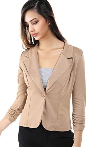 Women's Slim Fit One Button Office Knit Blazer Jacket,Made in USA (Small-3XL)