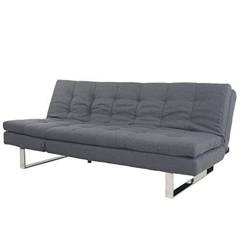 Asense Linen Fabric Sofa Bed Futon Three Seat Square Shape Modern Adjustable Foundation (743630, Dark Gray)