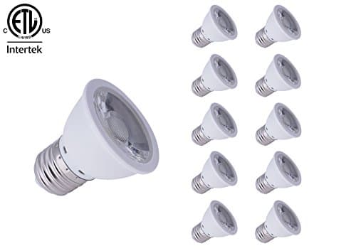 Pot Light PAR16 LED, Dimmable. COB, Warm White 3000K OR Pure White 5000K, 6W, 450LM, 40 degree beam angle, ETL Certificated, LED Wholesaler, CAN LIGHTING INC, 10 packs in one box ( Pure White 5000K)