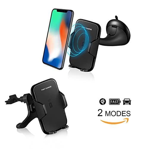 Wireless Car Charger with Fast Wireless Charging car mount for iPhone X 8/8, Samsung Galaxy S9/S9+ Note 8 Galaxy S8/S8 Plus, Galaxy S7/S6, S7 Edge/S6 Edge Note5 and All QI-enabled devices