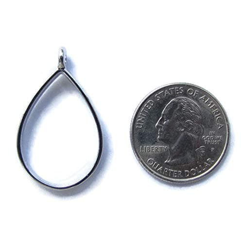 10 Silver Teardrop Open Bezels for Resin, Open Back Bezel Pendant Blanks for Jewelry Making