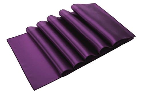 Hffls 12 x 108 Inch Plum Satin Table Runner, Pack of 10, Individually Rolled & Ready for use, For Wedding, Birthday, Party, Event, Home decorations and Great gift option.
