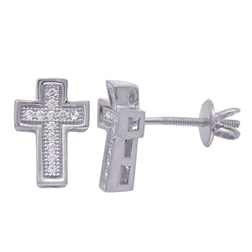 18kt Gold Over Sterling Silver Micro Pave Screwback Stud Earrings