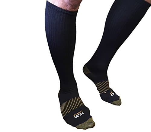 Compression Socks-Graduated Compression-Copper Infused-Designed for Running, Walking, Standing, Air Travel, Gym, and Sleeping (L/XL)
