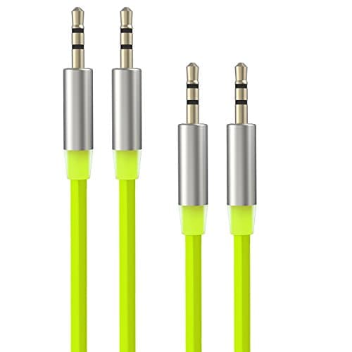 Xutu Rubber Aux Cord 2 Pack 3.3ft 3.5mm Male to Male Audio Cable for Car /Home Stereo Mp3 Player, iPhone, iPod, iPad Green