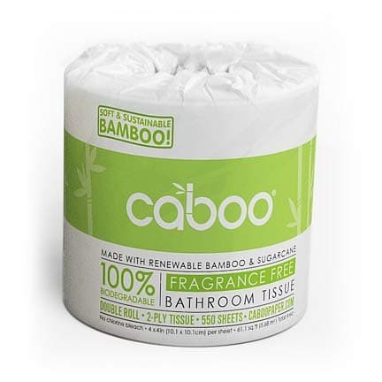 Caboo Tree-Free - BPA Free - Biodegradable Bath Tissue – 100% Bamboo & Sugarcane - (Box of 20 Individually Wrapped Double Rolls)
