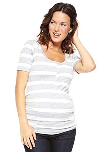NOM Maternity Snap Front Ruched Maternity Nursing Short Sleeve Tee