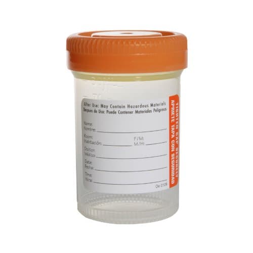 Samco Scientific02 0214 Polypropylene Sterile Specimen Container with 48mm Narrow Mouth Diameter, Orange Bio-Tite Cap, Pre-Assembled In 20 x 20 Dispenser Box, 90mL Capacity (Case of 400)