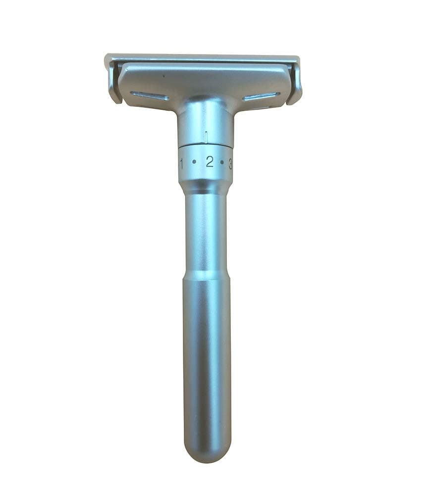 double edge safety razor Long Handle Open Double Edge silver (colour)