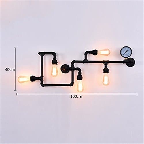 Wall lamp Bracket Light Sconces Industrial Rust Hose Retro E27led Living Room Bedroom bar Cafe 5 Heads Blak