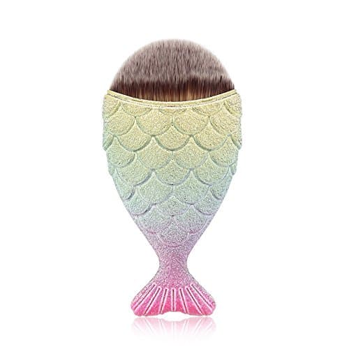 Iskas Chubby Fish Makeup Brush Professional Foundation Make Up Kit Cute Fishtail Beauty Tool for Liquid Powder Cream Cosmetics - Scrub 3D Colored