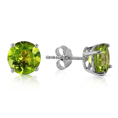 ALARRI 3.1 Carat 14K Solid White Gold Stud Earrings Natural Peridot