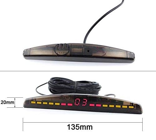 PONPY Auto Rear Reverse Alert Radar System Car LED Parking Sensor Backup Kit with 4 Detector Sensors (Black)