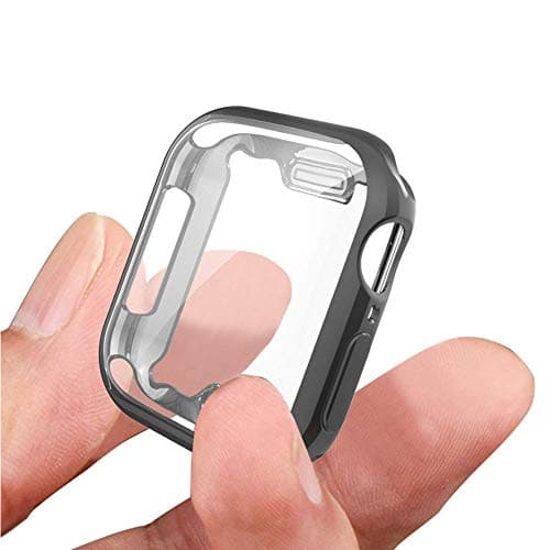 Apple Watch Case with Buit-in TPU Screen Protector 44mm, ICAA All Around Protective Case High Definition Clear Ultra-Thin Cover Case for Apple iwatch 44mm Series 4 (Black, 44mm)