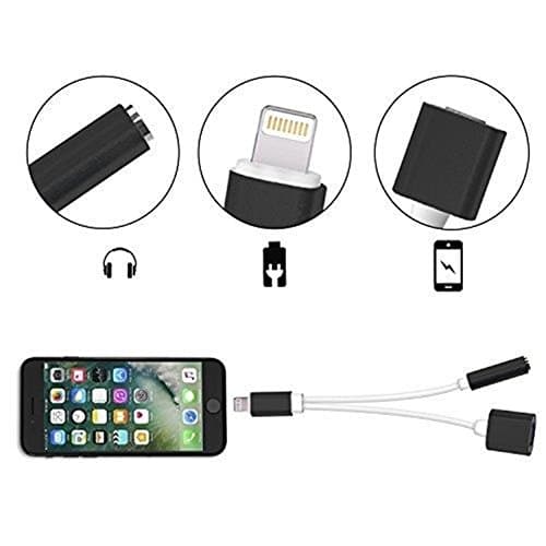 Headphone Adapter For iPhone 7 / 7 Plus 2 in 1 Lightning Charging Cable 3.5mm Headphone Adapter (black)