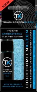 TouchScreen Kleen Spray (15ml) + Microcloth. For Smart phones, Tablet computers, iPad, etc. Non toxic. No smears