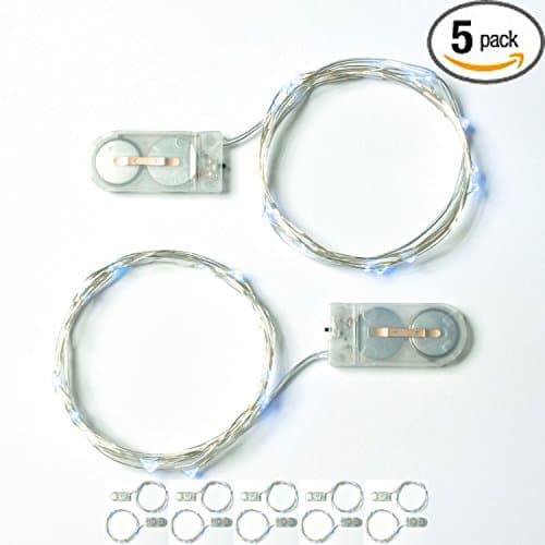 RTGS 10 Sets 15 Cold White Color Micro LED String Lights Battery Operated on 6 Feet Silver Color Wire