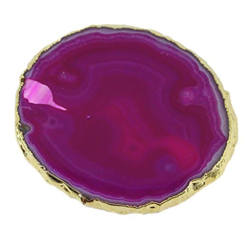 Gold Plated Agate Candle Tray - Pink