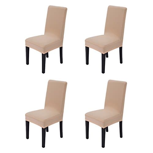 Hemons 4pcs Solid Color Stretchy Removable Washable Chair Covers Ceremony Hotel Dining Room Kitchen Bar Dining Seat Cover Restaurant Wedding Part Decor (Champagne)