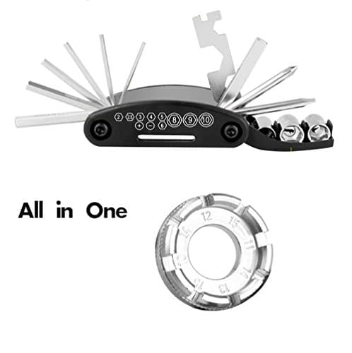 16 in 1 Multi-Function Bike Tool Kit Set Bicycle Cycling Mechanic Repair Flat-Blade Screwdriver Phillips Screwdriver Socket Extension Rod Socket Hex Wrench Nut Tools 8/10/15/mm Hex Key Wrench Spanner