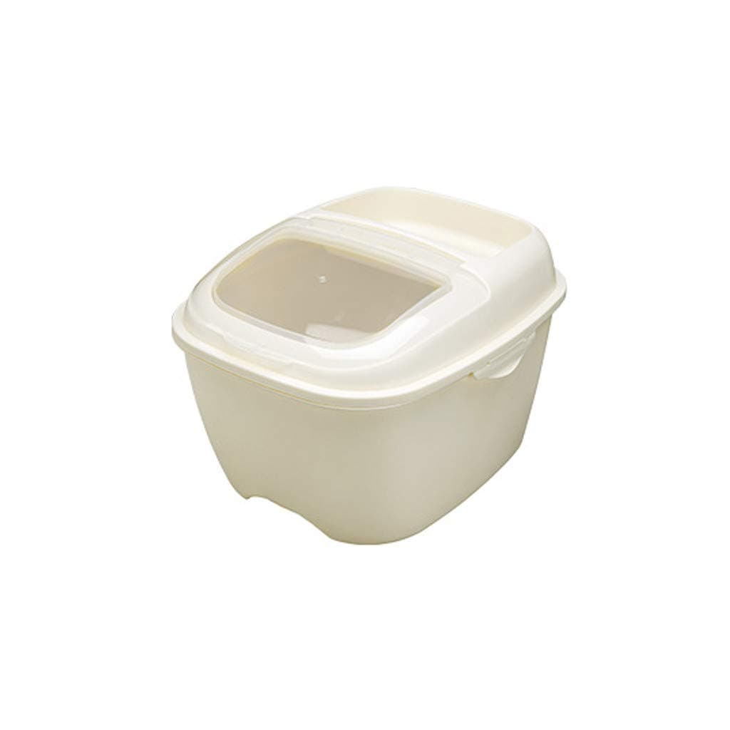 RSLG 10KG Flip Cover Sealed Multi-function Rice Bucket Storage Box Kitchen Household (Beige)