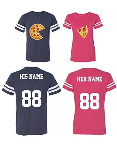Pizza and Slice Custom Jerseys for Couples - His and Her Matching Couple Shirts