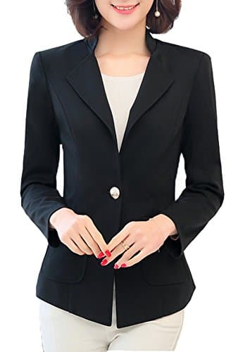 SiYuan Womens Casual Work Office One Button Front Blazer Jacket Black US8/Tag 3XL