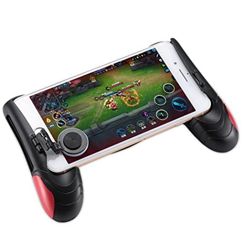 Mobile Game Controller(Newest Version), Sandistore Grip PUBG Game Controller Mobile Joystick Gamepad, Ergonomic Design Handle Holder Handgrip Stand, Support 5.5''-6.5'' Smartphone (Red)