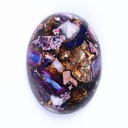 40x30mm Oval Cabochon CAB Flatback Semi-precious Gemstone Ring Face (Purple Sea Sediment Jasper & Copper) by Cabochon