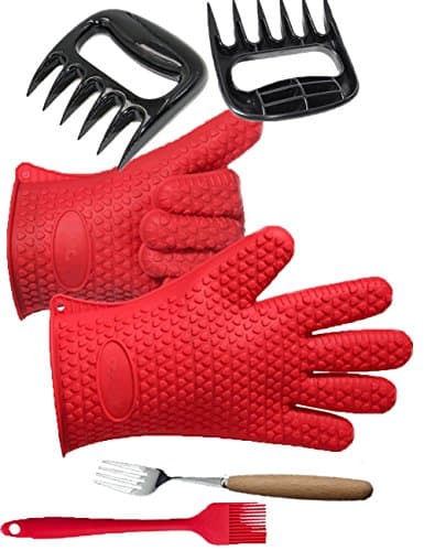 Silicone Kitchen Heat Proof BBQ Cooking Gloves Bear Claw Tools Basting Brush Barbecue Oven Mitts