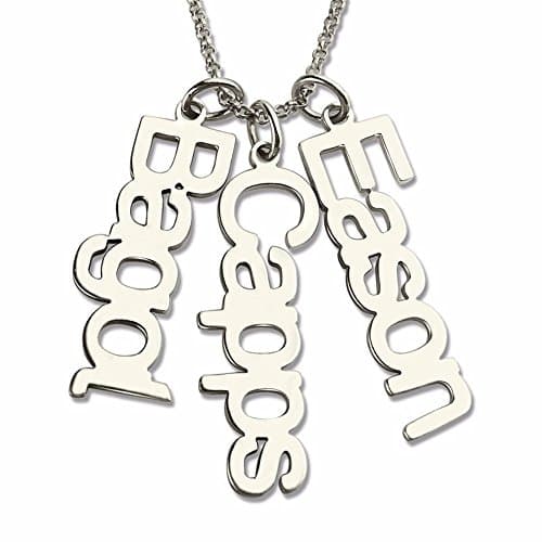 Personalized Vertical Name Necklace Multiple Name Necklace Gift Sterling Silver Bridesmaid Gift Mom Jewelry (18K rose gold 20"(50cm)) Rose Gold20.0 inches