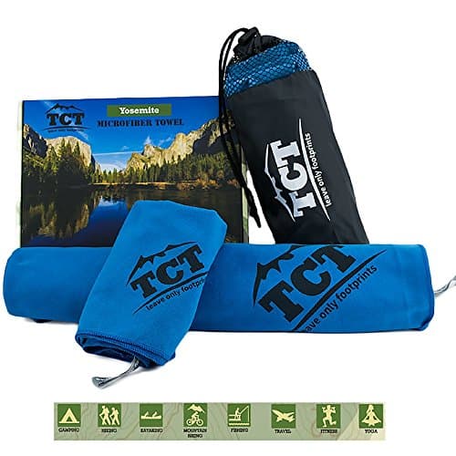 Camping Towel Set - Quick Drying Super Absorbent Lightweight Ultra Soft Microfiber. Easy to Pack, Best for Hiking Backpacking and Ultralight Use. Includes 1 Large and 1 Small Towel Plus Carry Bag